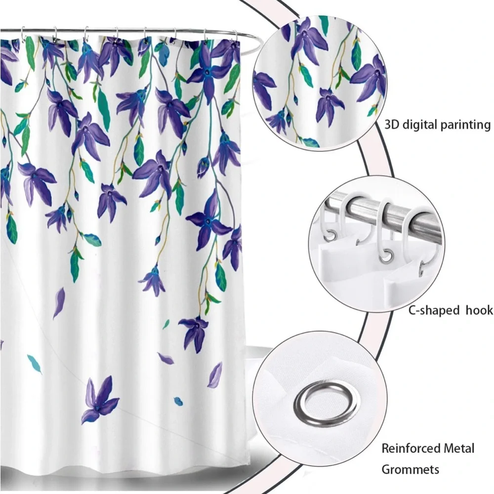 Elegant Purple Floral Shower Curtain